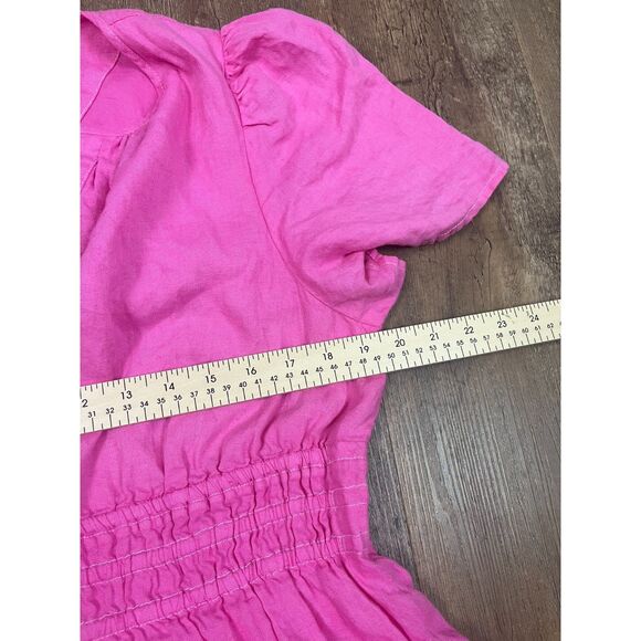 Quince European Linen Tiered Maxi Dress Lined Pink Women's L Cinch Waist - Picture 10 of 12